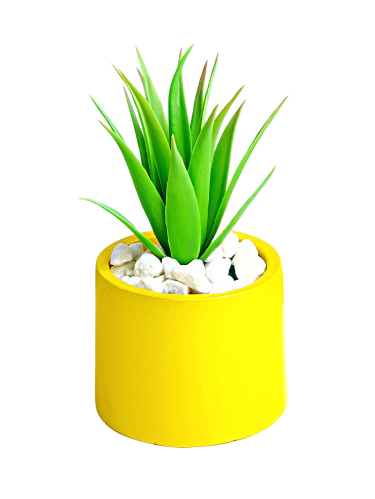 Handmade Pearlized Yellow Succulent Pot - Elegant Home Décor