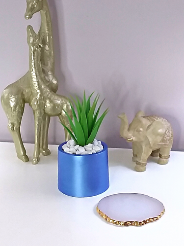 Handmade Pearlised Blue Concrete Pot - Unique Artisanal Home Decor