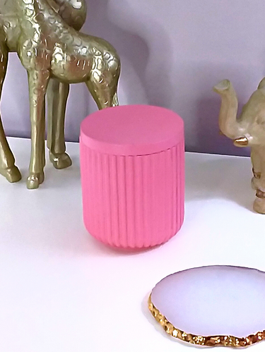Artistic Handmade Ribbed Concrete Pot with Lid