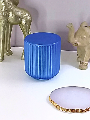 Handmade Ribbed Concrete Pot with Lid - Pearlised Blue