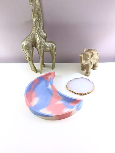 Handmade Concrete Crescent Moon Tray - Celestial Home Décor