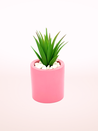 Handmade Pink Painted Concrete Pot - Modern Home Décor