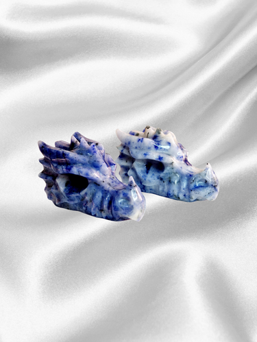 Sodalite Dragon Skull Carving - Mystical Crystal Sculpture