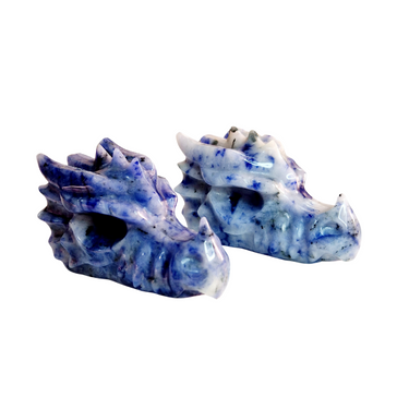 Sodalite Dragon Skull Carving - Mystical Crystal Sculpture