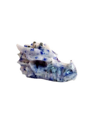 Sodalite Dragon Skull Carving - Mystical Crystal Sculpture
