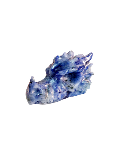 Sodalite Dragon Skull Carving - Mystical Crystal Sculpture