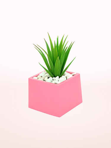 Handmade Square Concrete Pot - Deep Pink - Unique Home Décor