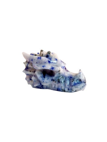 Sodalite Dragon Skull Carving - Mystical Crystal Sculpture