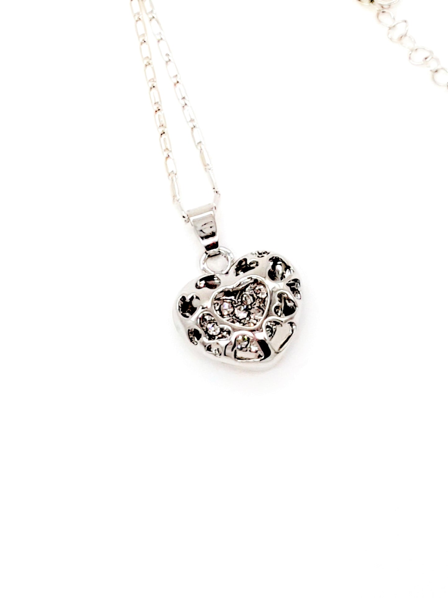 Gold-Plated Caged Rhinestone Heart Necklace - Elegance Redefined