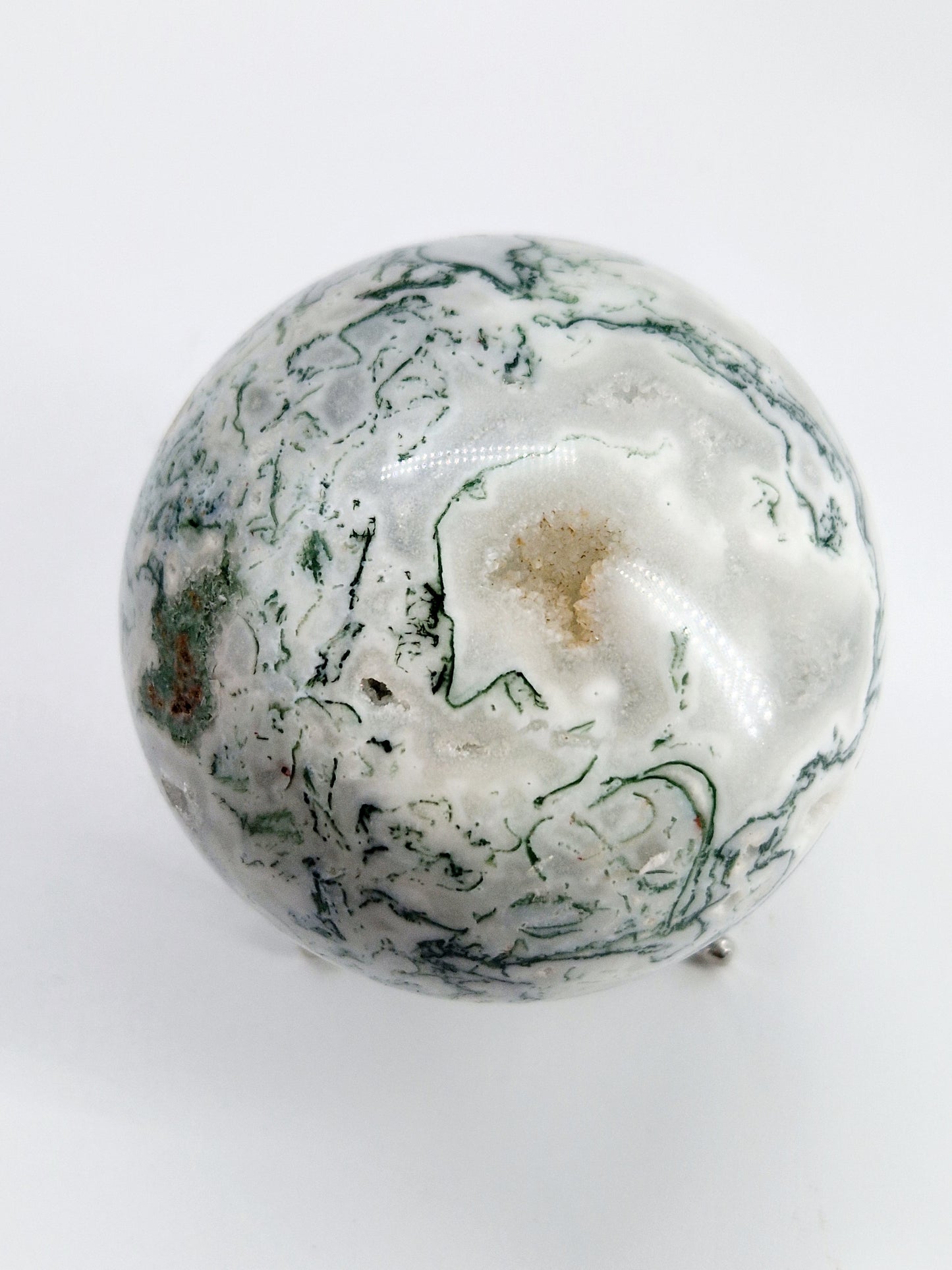 Large Green Moss Agate Sphere - Nature's Tranquillity