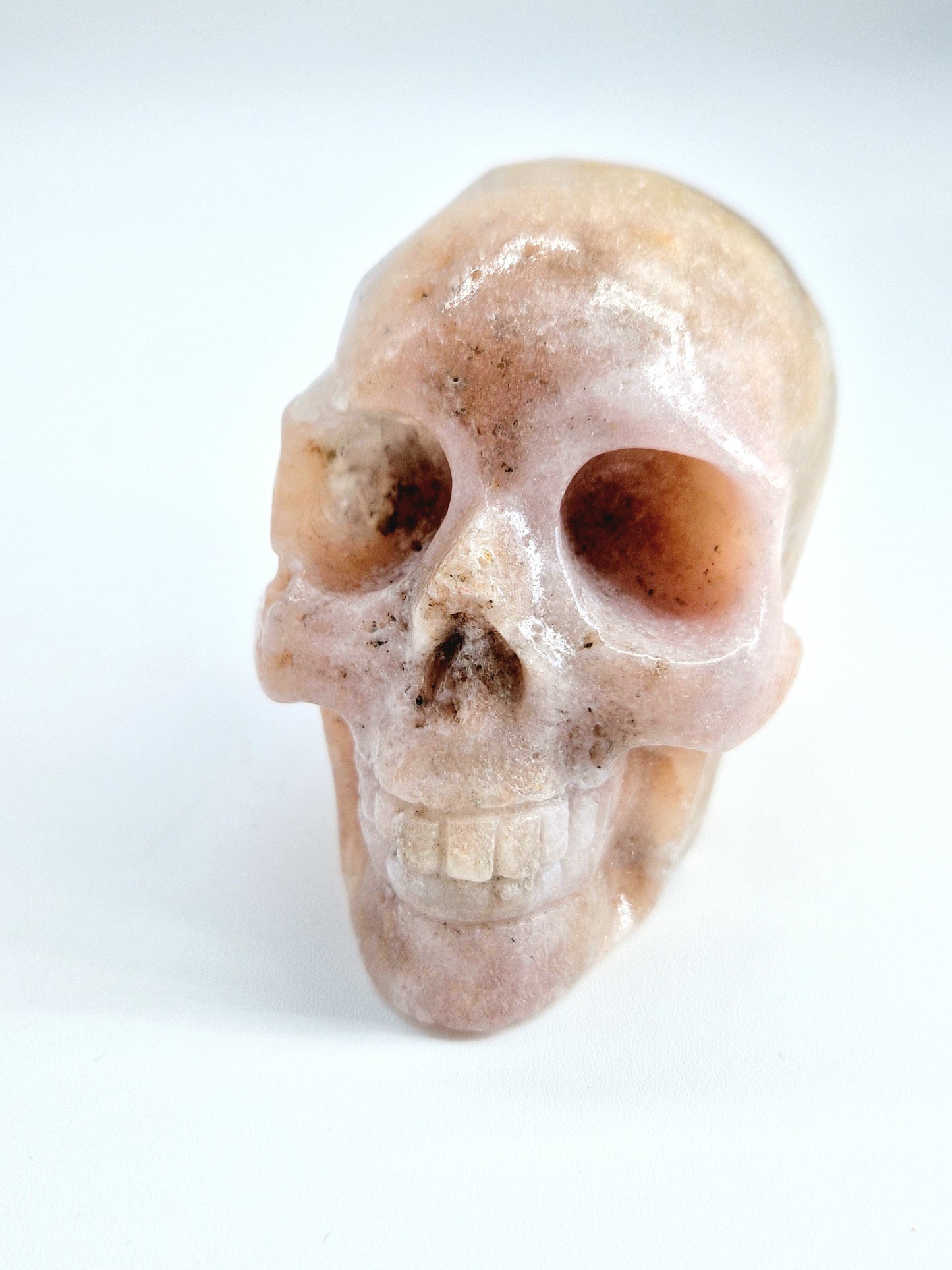 Pink Amethyst Skull with Open Sparkly Druze Cave - Mystical Elegance