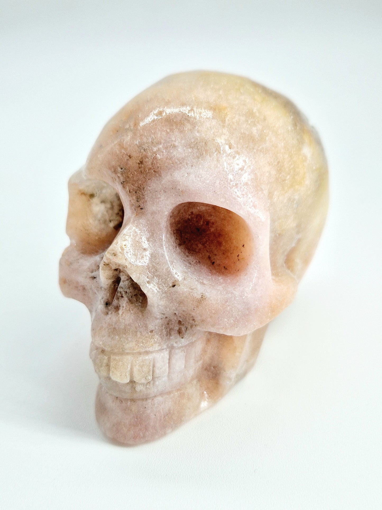 Pink Amethyst Skull with Open Sparkly Druze Cave - Mystical Elegance