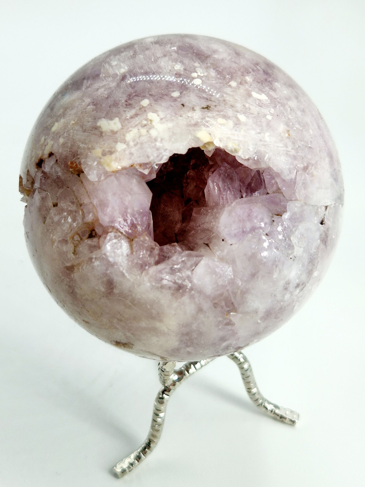 Pink Amethyst Sphere with Sparkling Lilac and Pink Hues and Druze Centre - Large