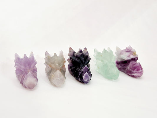 Fluorite Dragon Skull Carving - Mystical Majesty