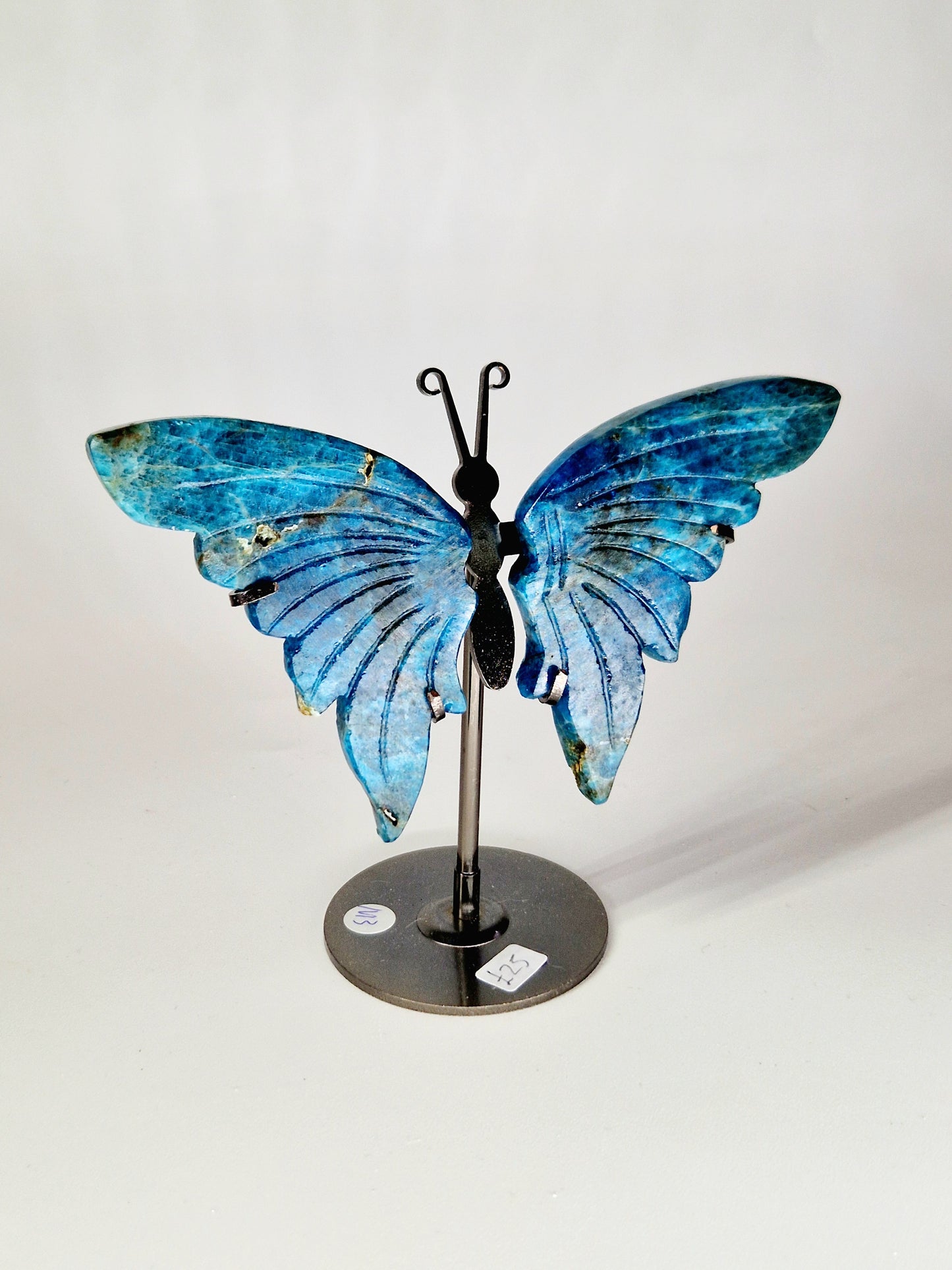 Celestial Blue Apatite Butterfly Wings on Stand