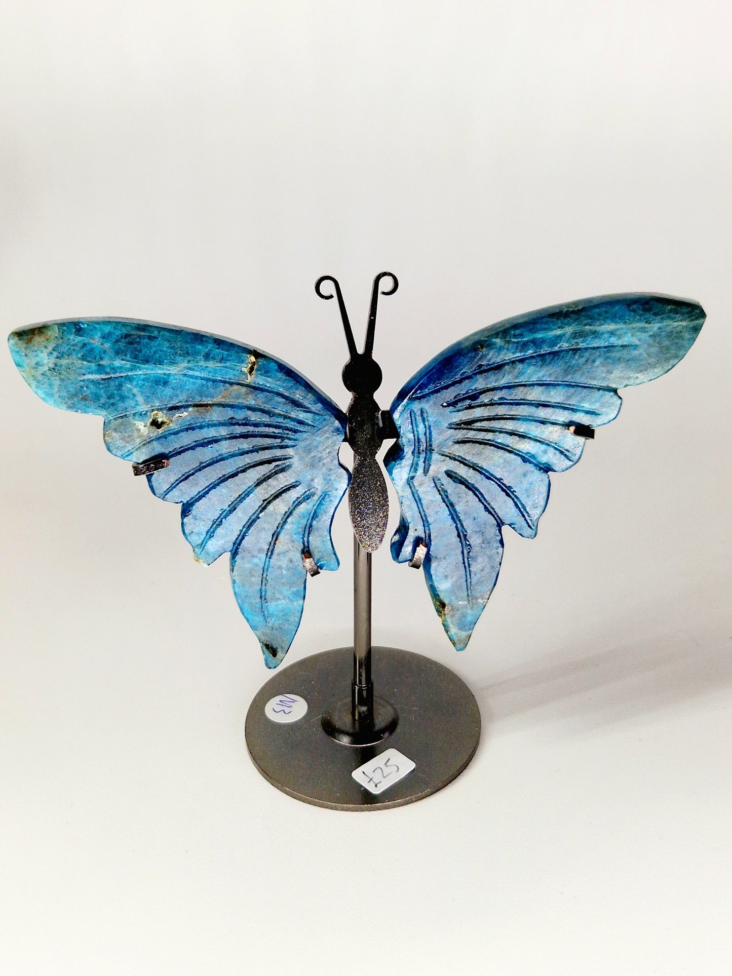 Celestial Blue Apatite Butterfly Wings on Stand