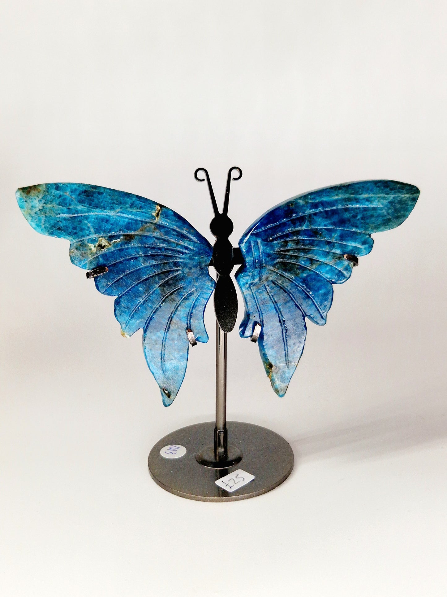 Celestial Blue Apatite Butterfly Wings on Stand