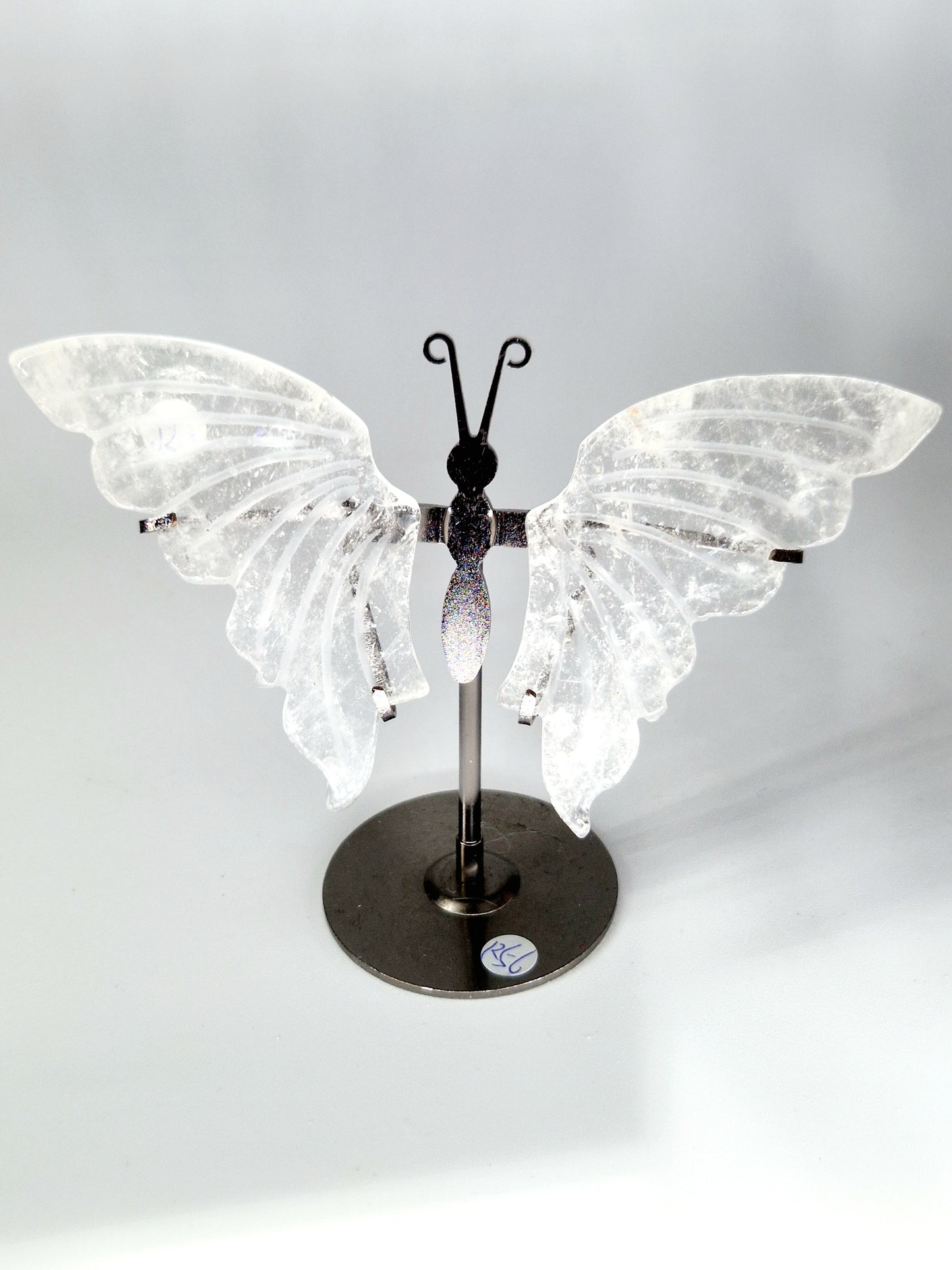 Hand-Carved Clear Quartz Wings on Butterfly Stand