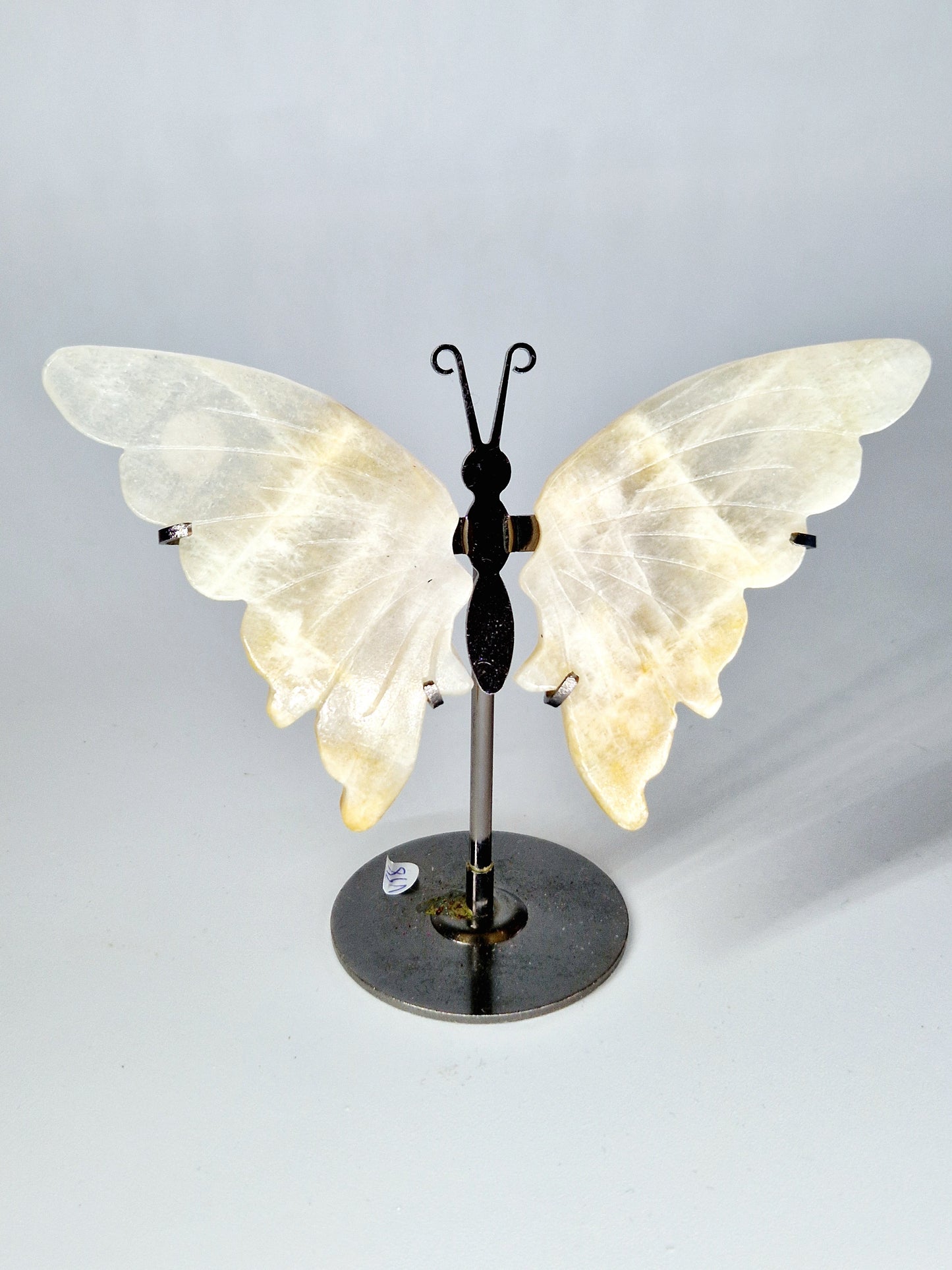 Moonstone with Blue Flash Butterfly Wings on Metal Stand - Lunar Magic