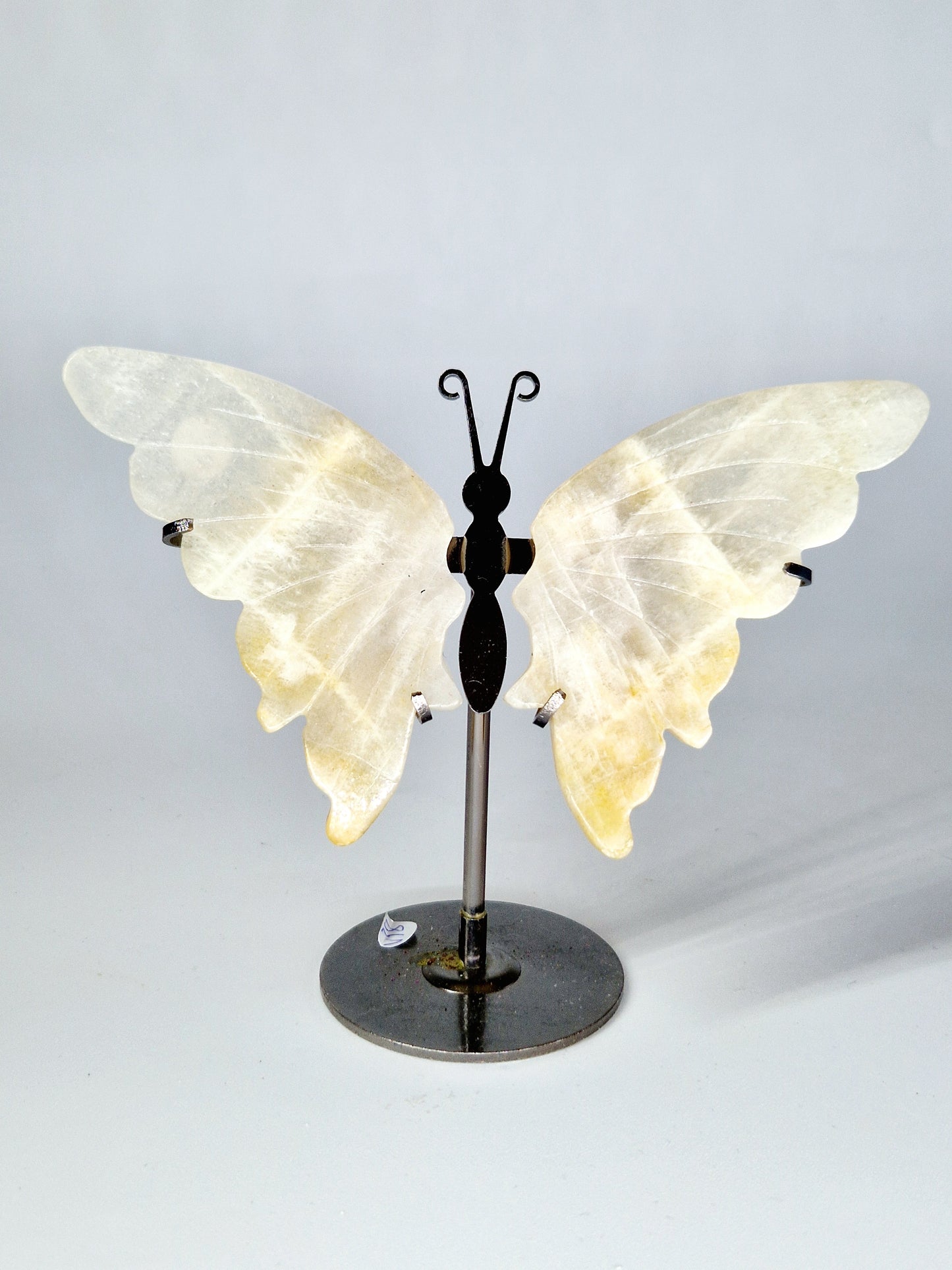 Moonstone with Blue Flash Butterfly Wings on Metal Stand - Lunar Magic