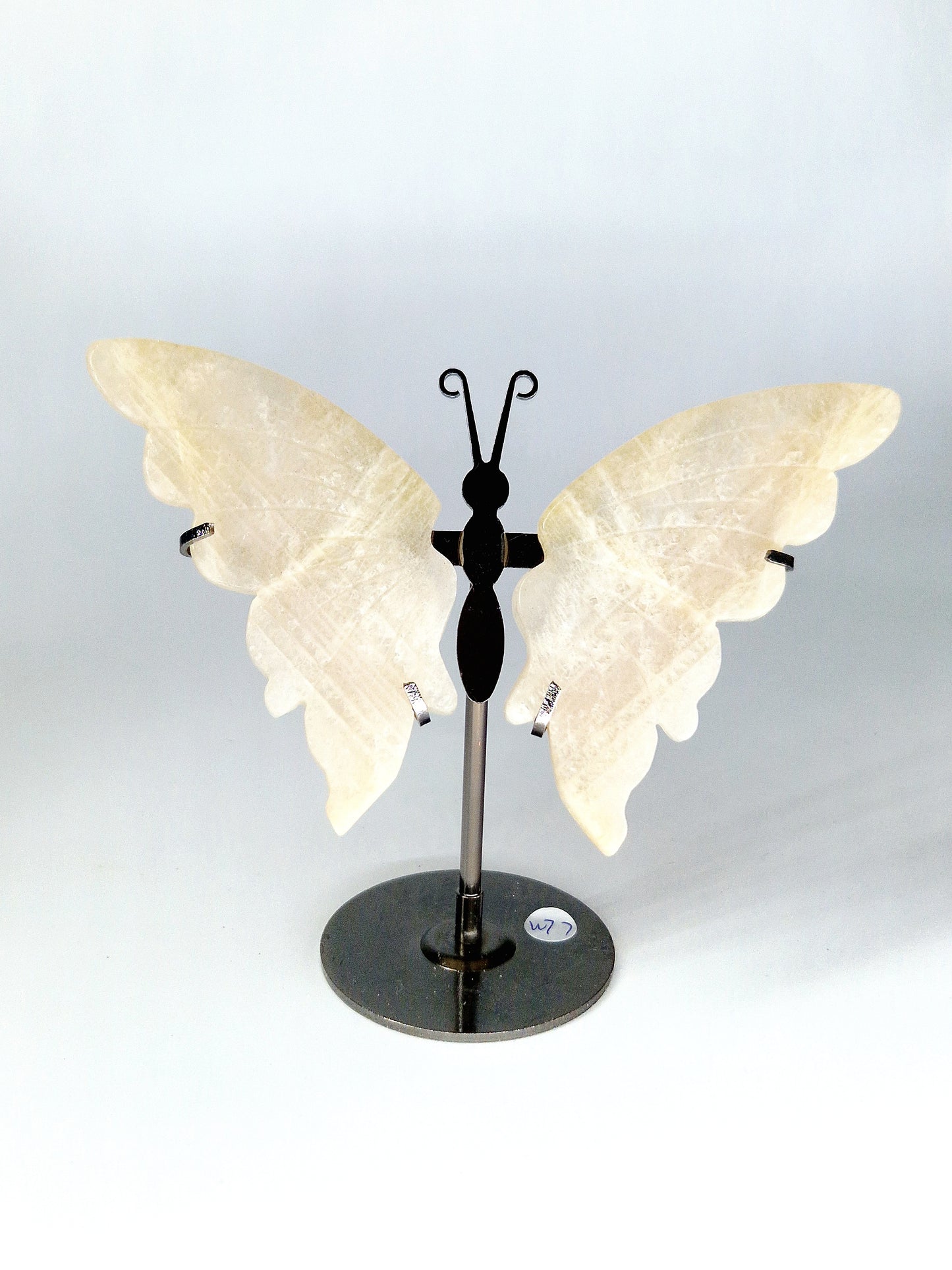 Moonstone with Blue Flash Butterfly Wings on Metal Stand - Lunar Magic
