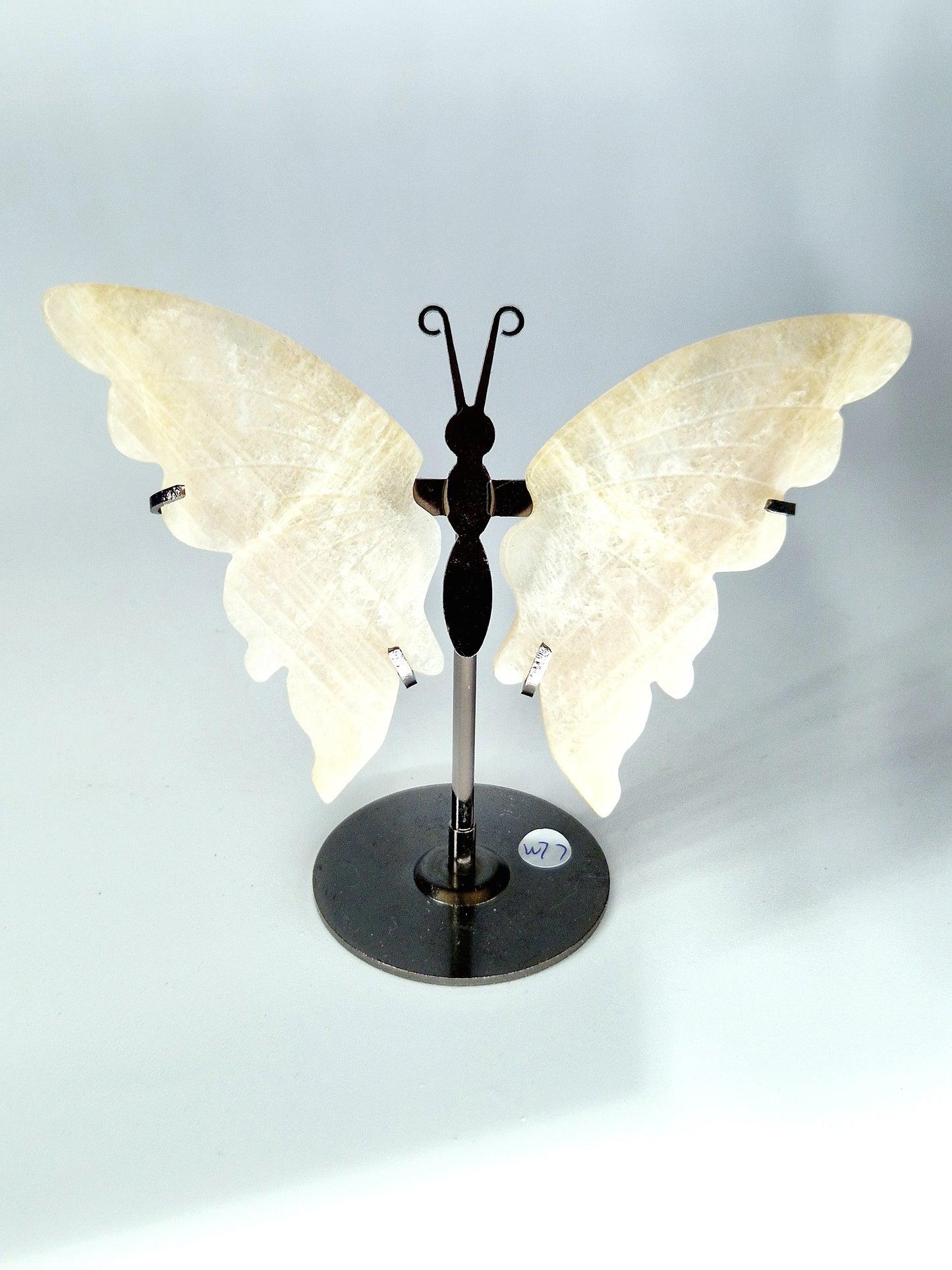 Moonstone with Blue Flash Butterfly Wings on Metal Stand - Lunar Magic