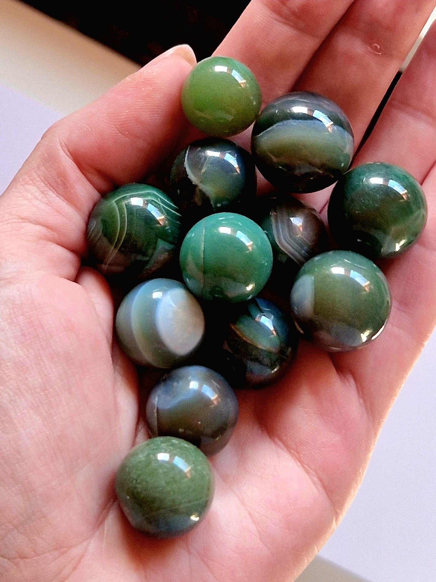 Green Chalcedony Agate Mini Spheres - Nature's Tranquility