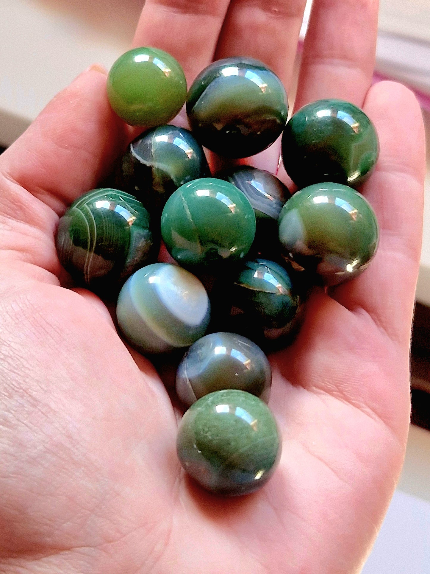 Green Chalcedony Agate Mini Spheres - Nature's Tranquility