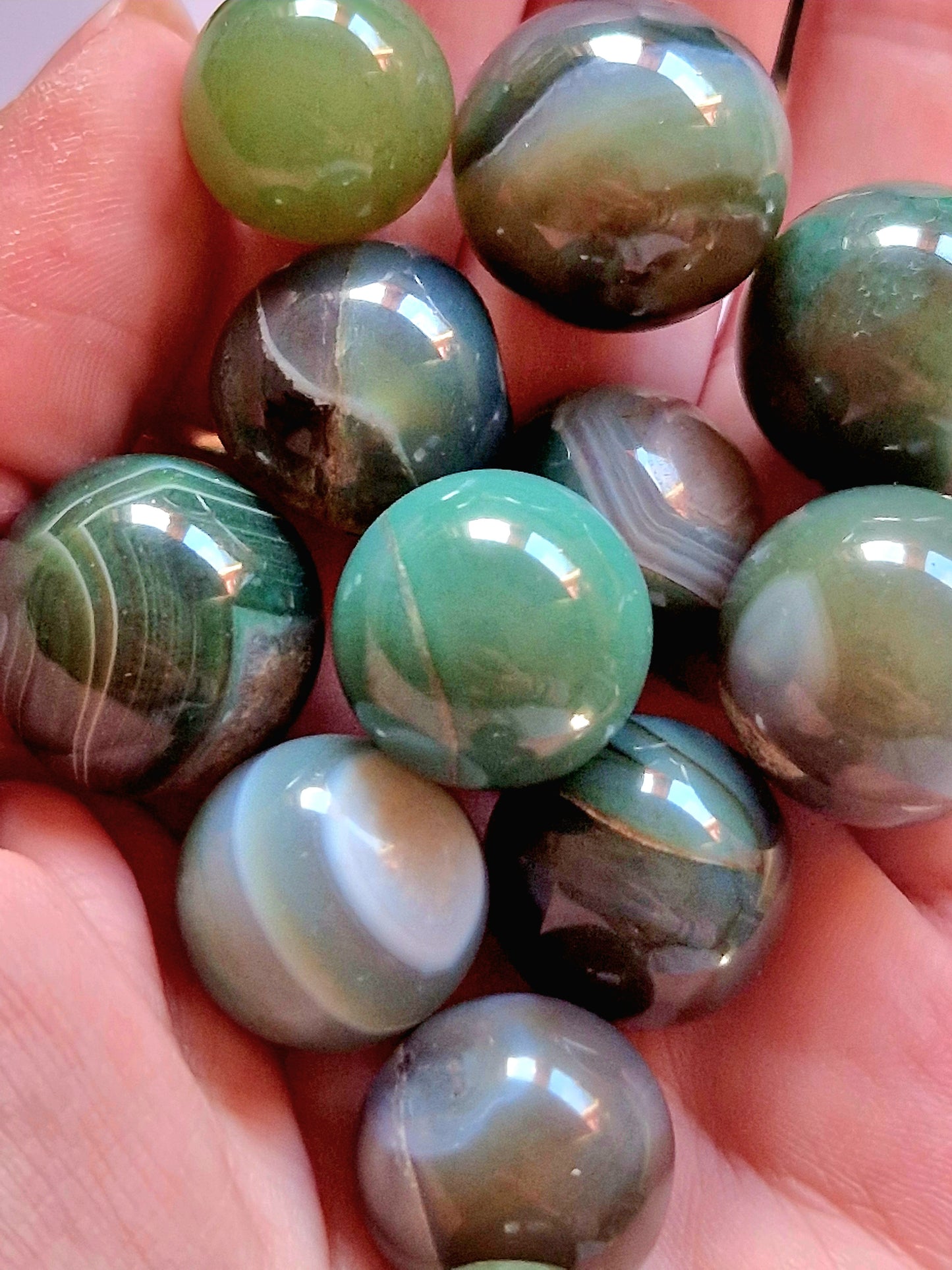 Green Chalcedony Agate Mini Spheres - Nature's Tranquility