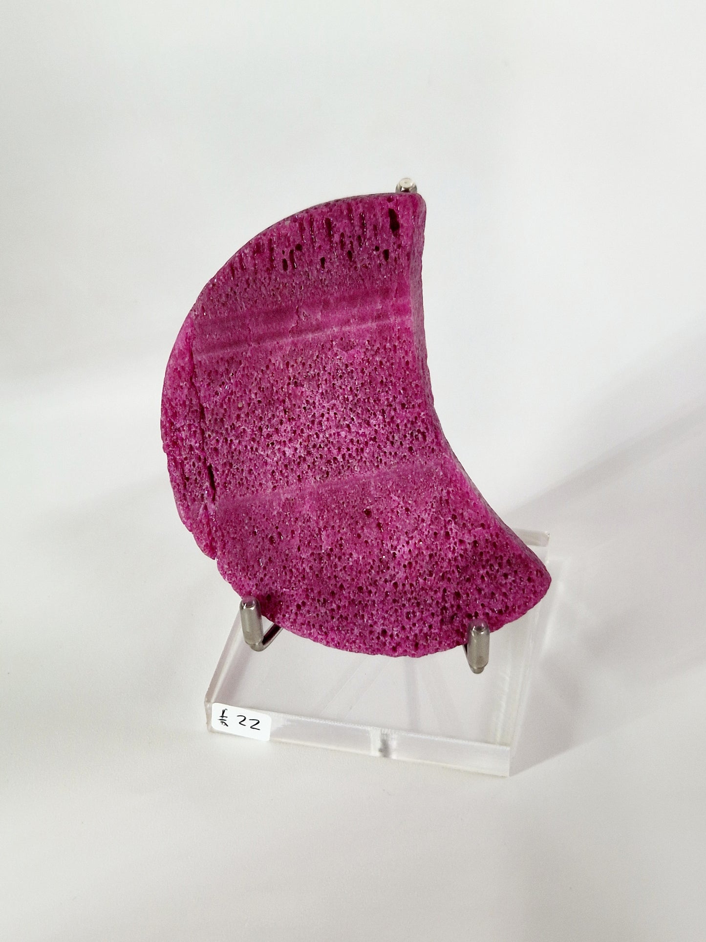 Honeycomb Ruby Crescent Moon on Acrylic Stand