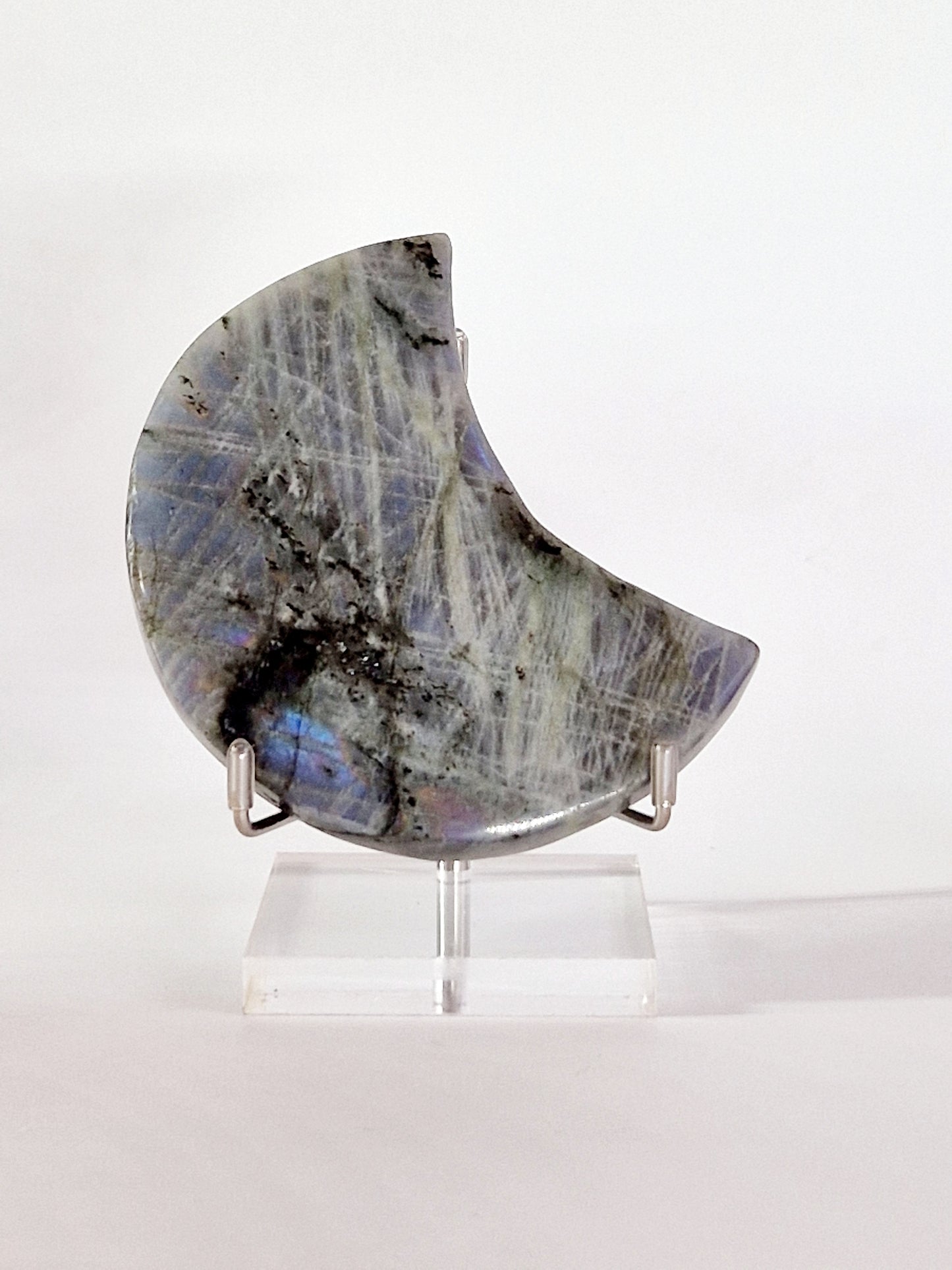 Labradorite Moon with Acrylic Stand