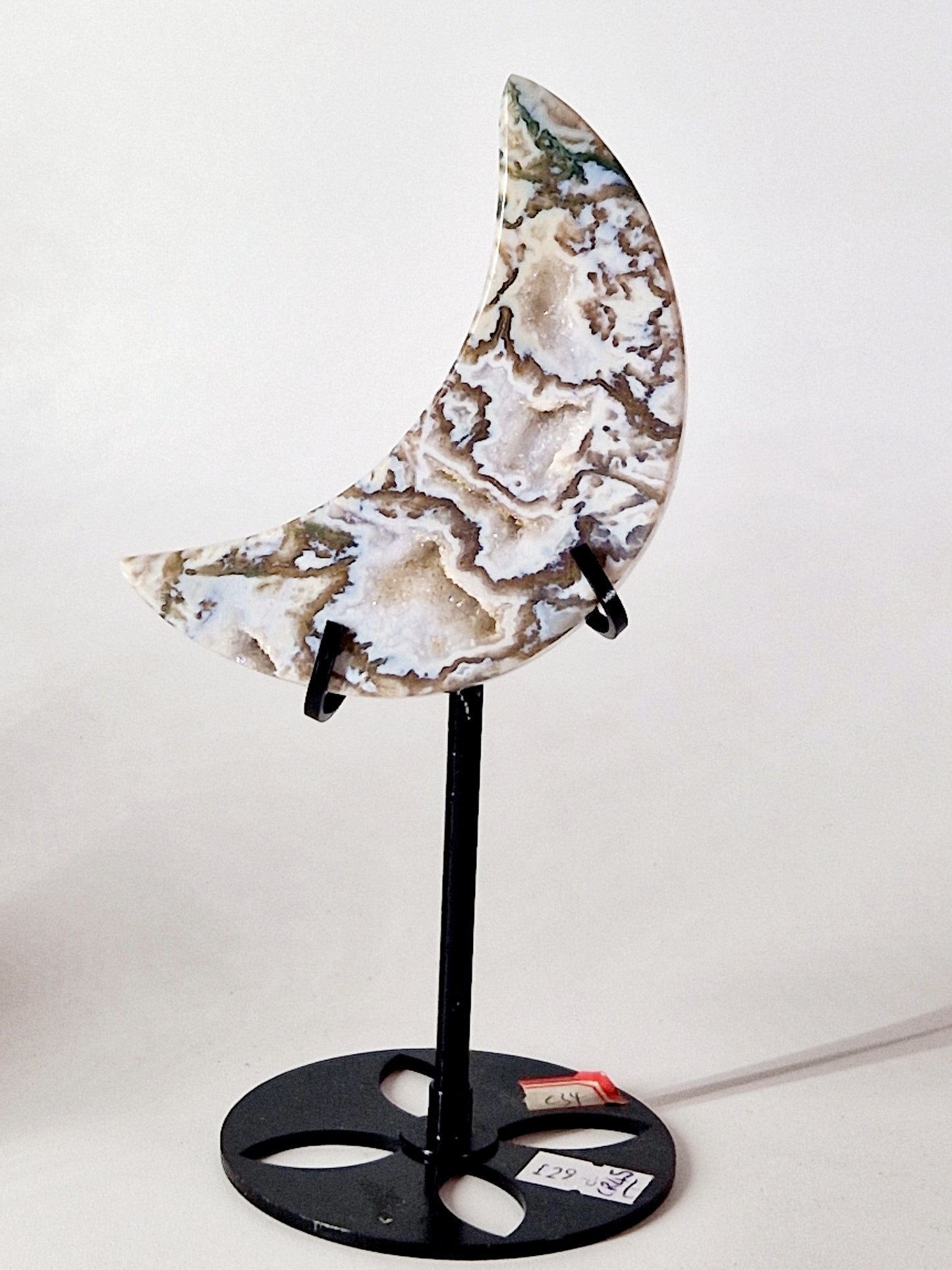 Brown Moss Agate Crescent Moon Carving - Earthy Serenity