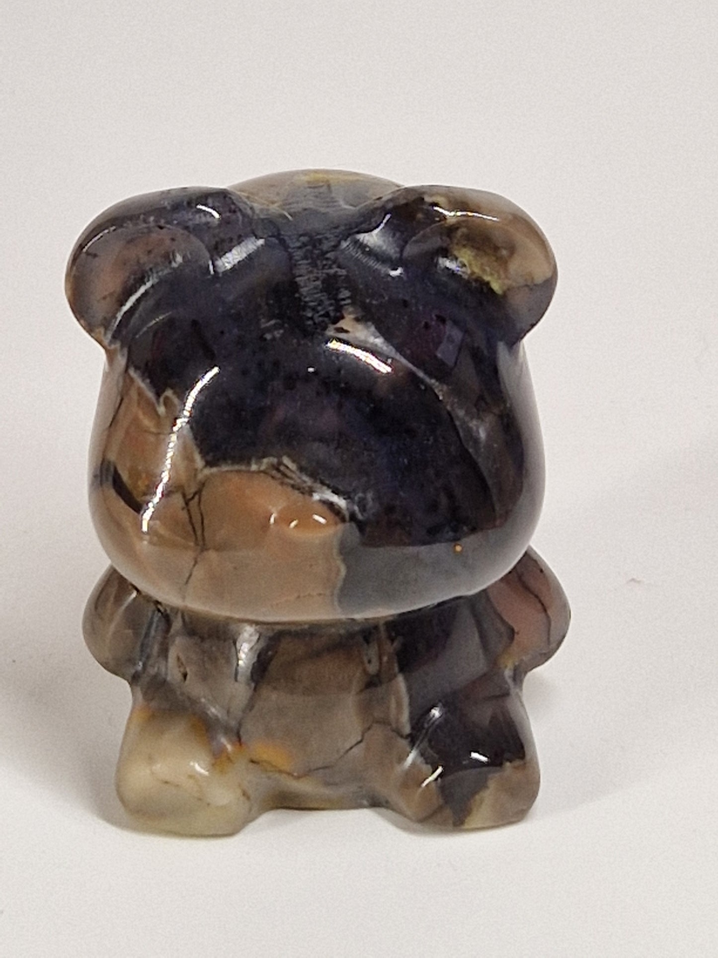 Volcano Agate Bear – Polished Strength, Elemental Grounding & UV-Reactive Magick