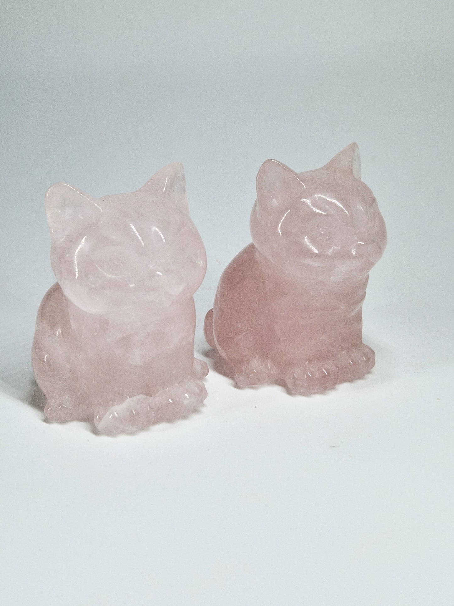 Carved Rose Quartz Cat