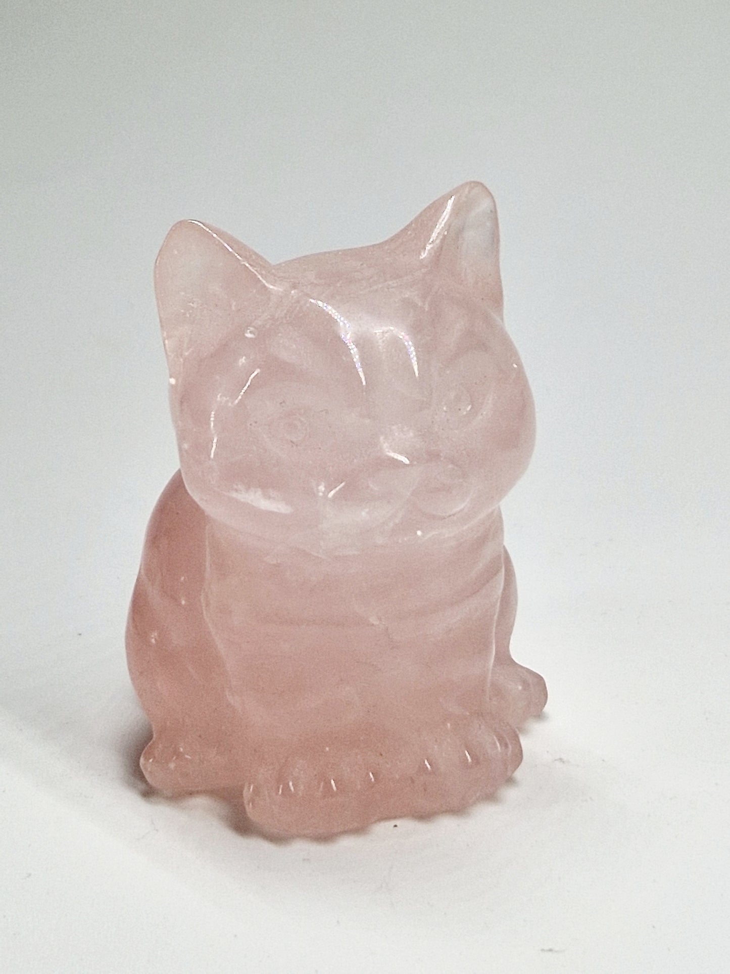 Carved Rose Quartz Cat