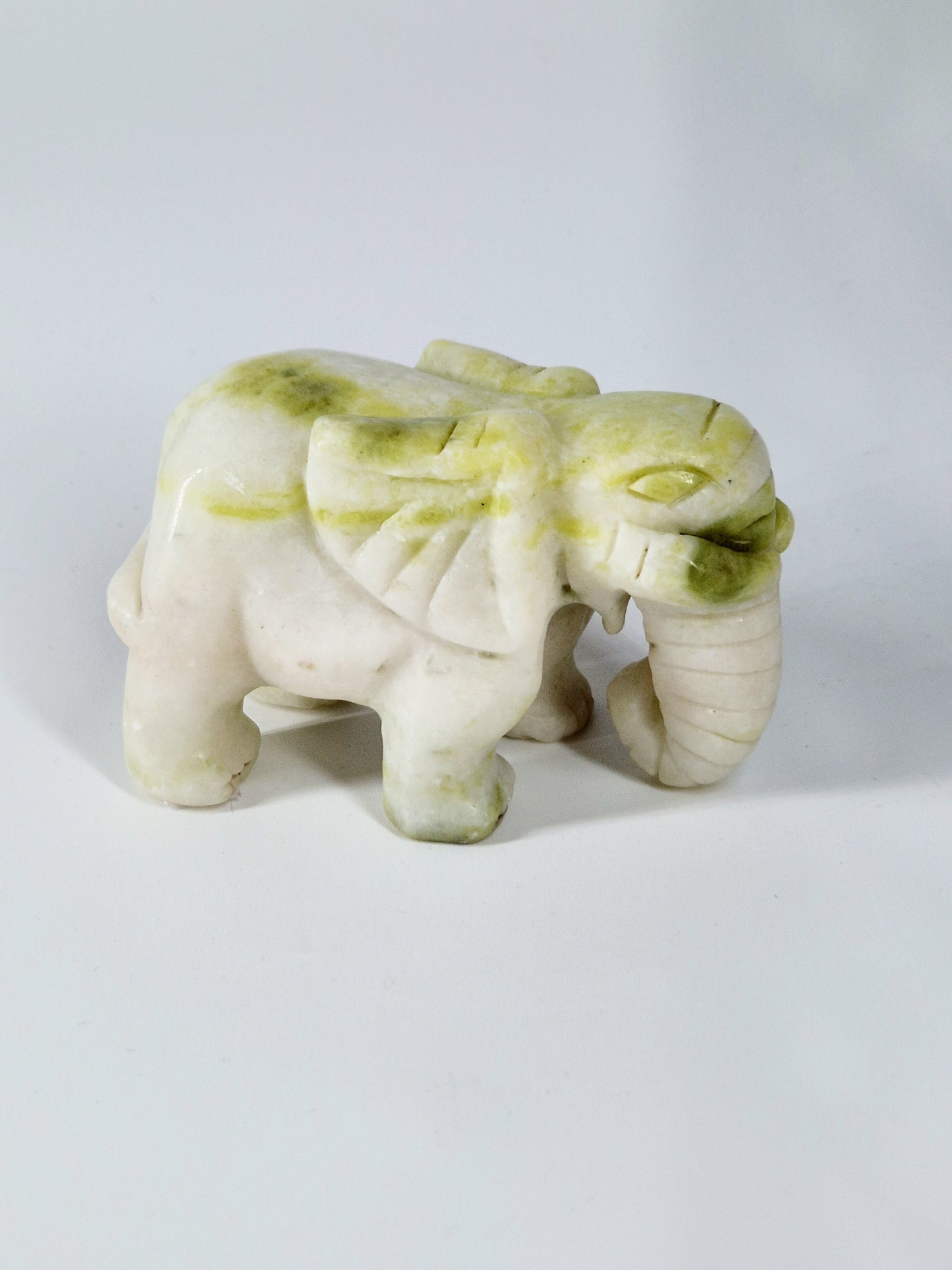 White & Green Jade Elephant Carving
