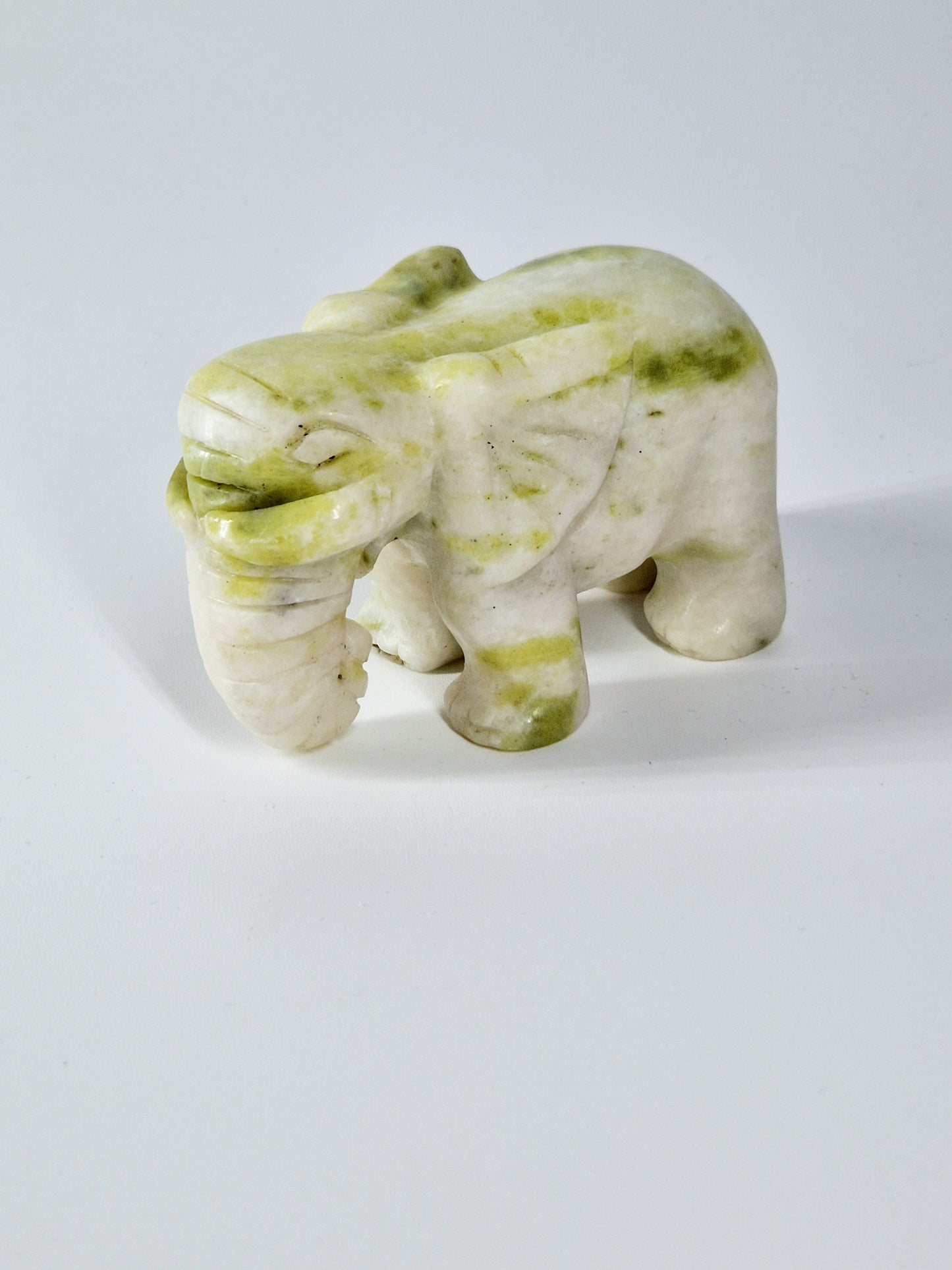 White & Green Jade Elephant Carving