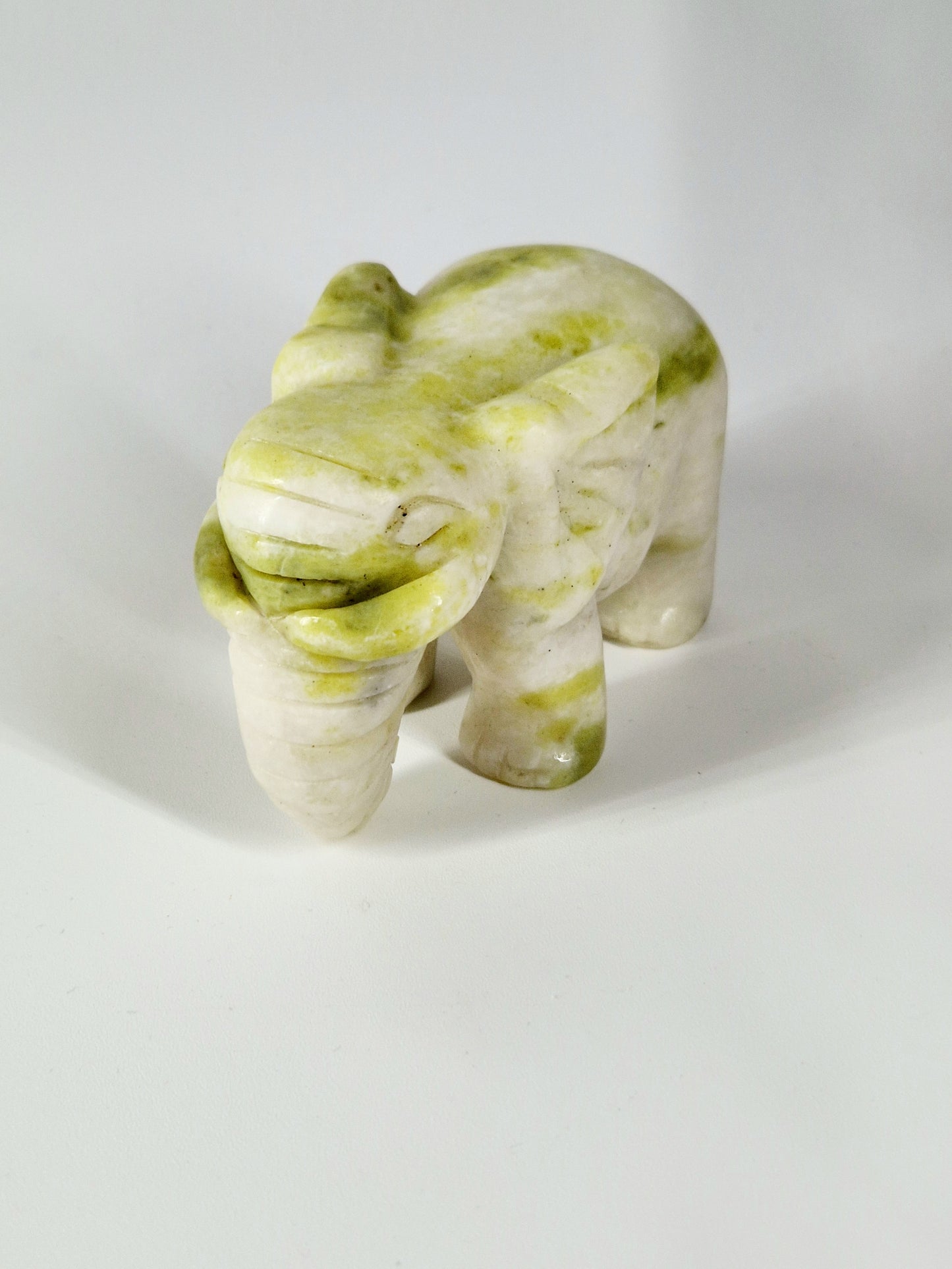 White & Green Jade Elephant Carving