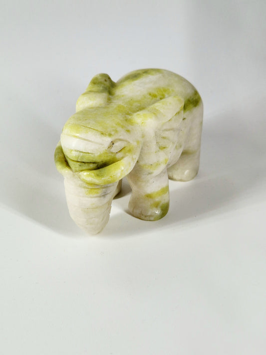 White & Green Jade Elephant Carving