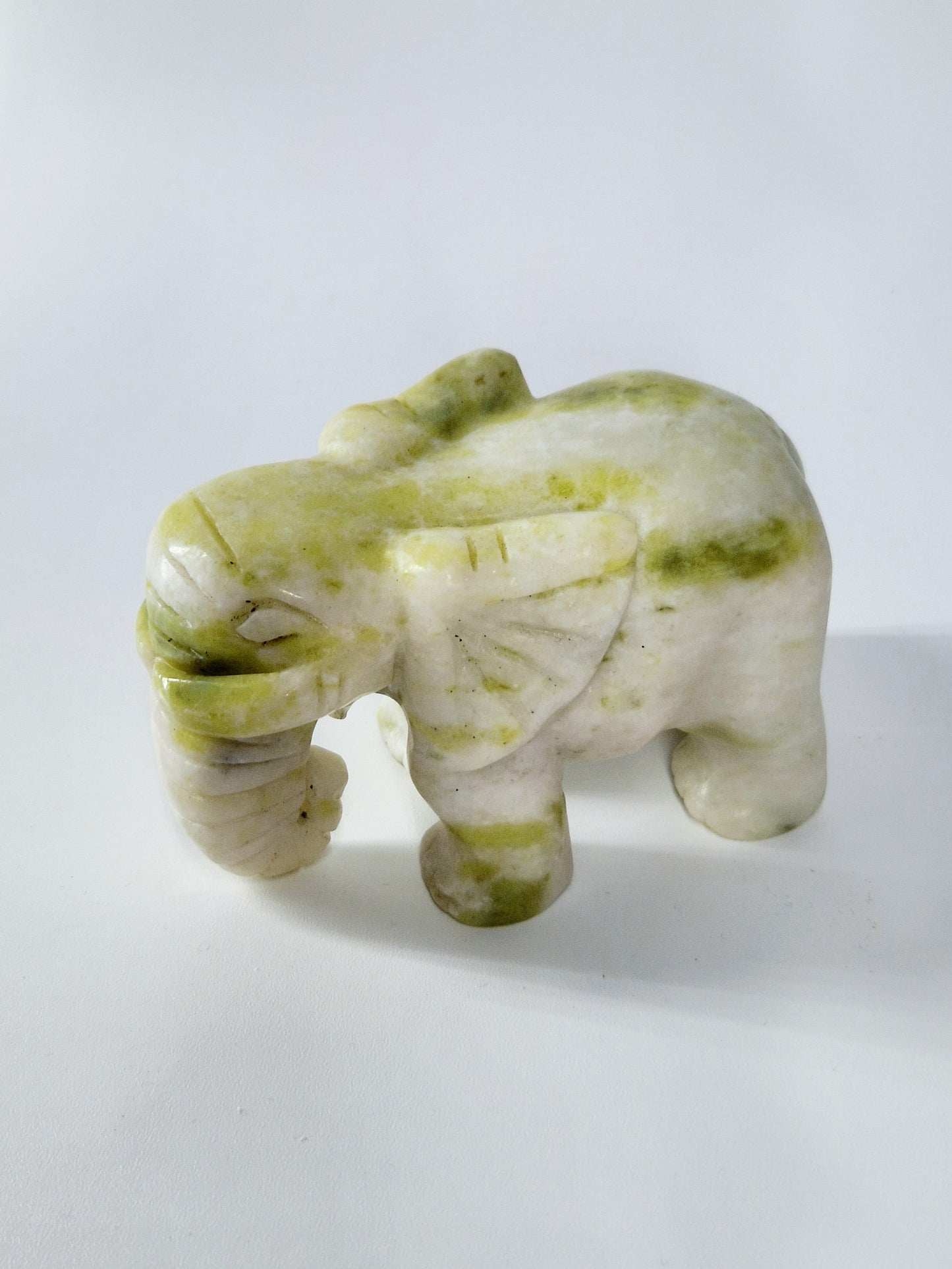 White & Green Jade Elephant Carving