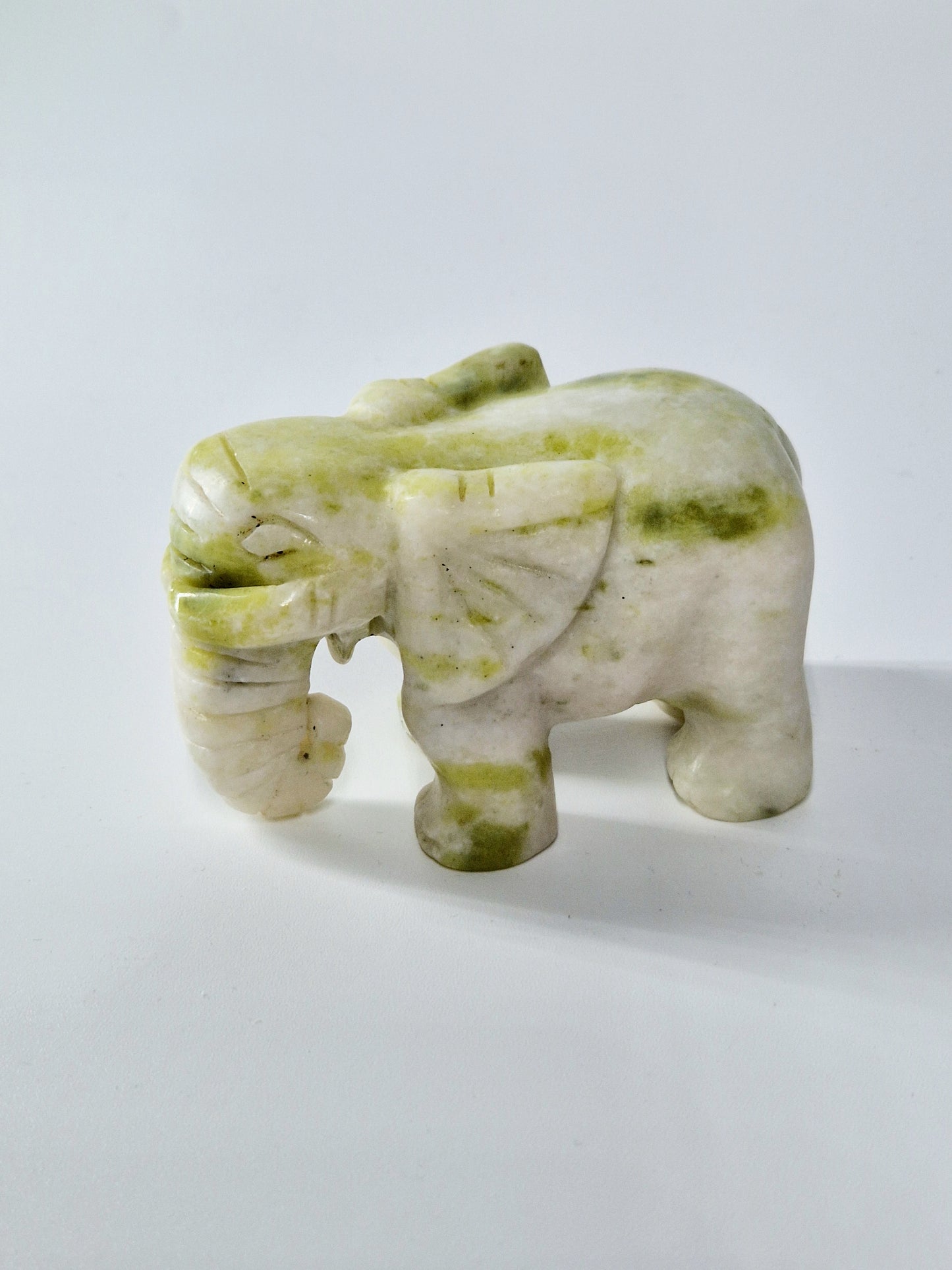 White & Green Jade Elephant Carving