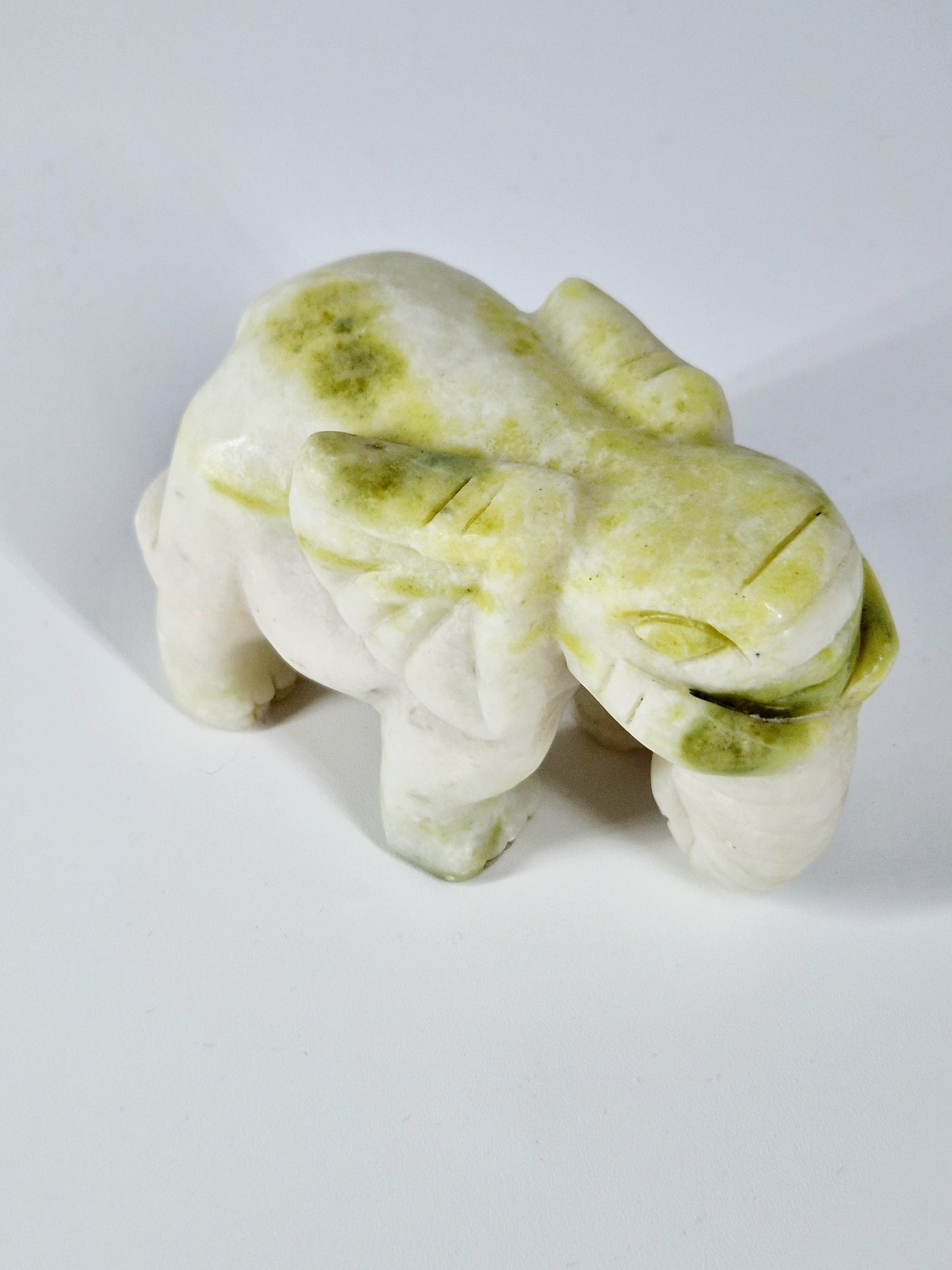White & Green Jade Elephant Carving