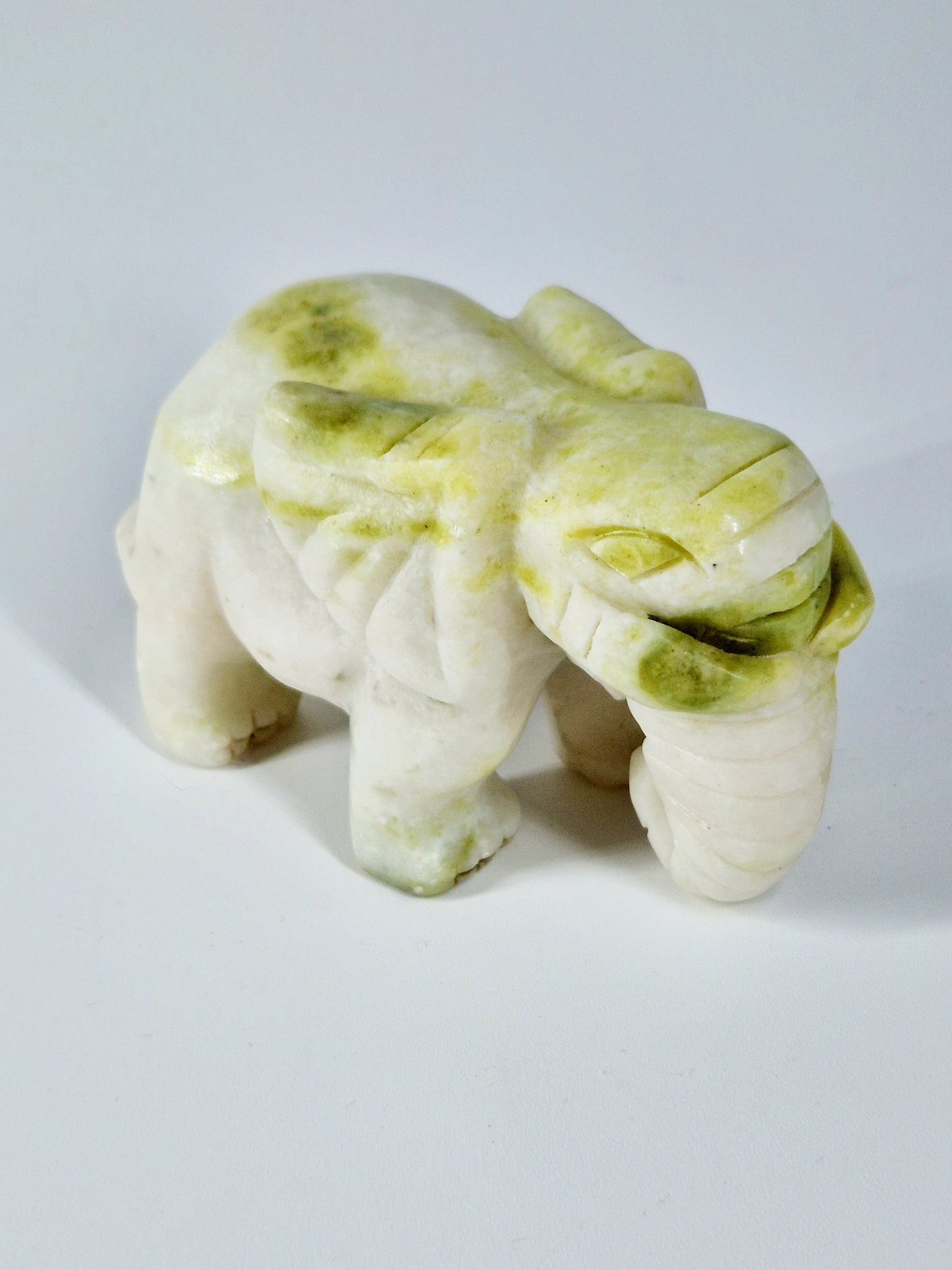 White & Green Jade Elephant Carving