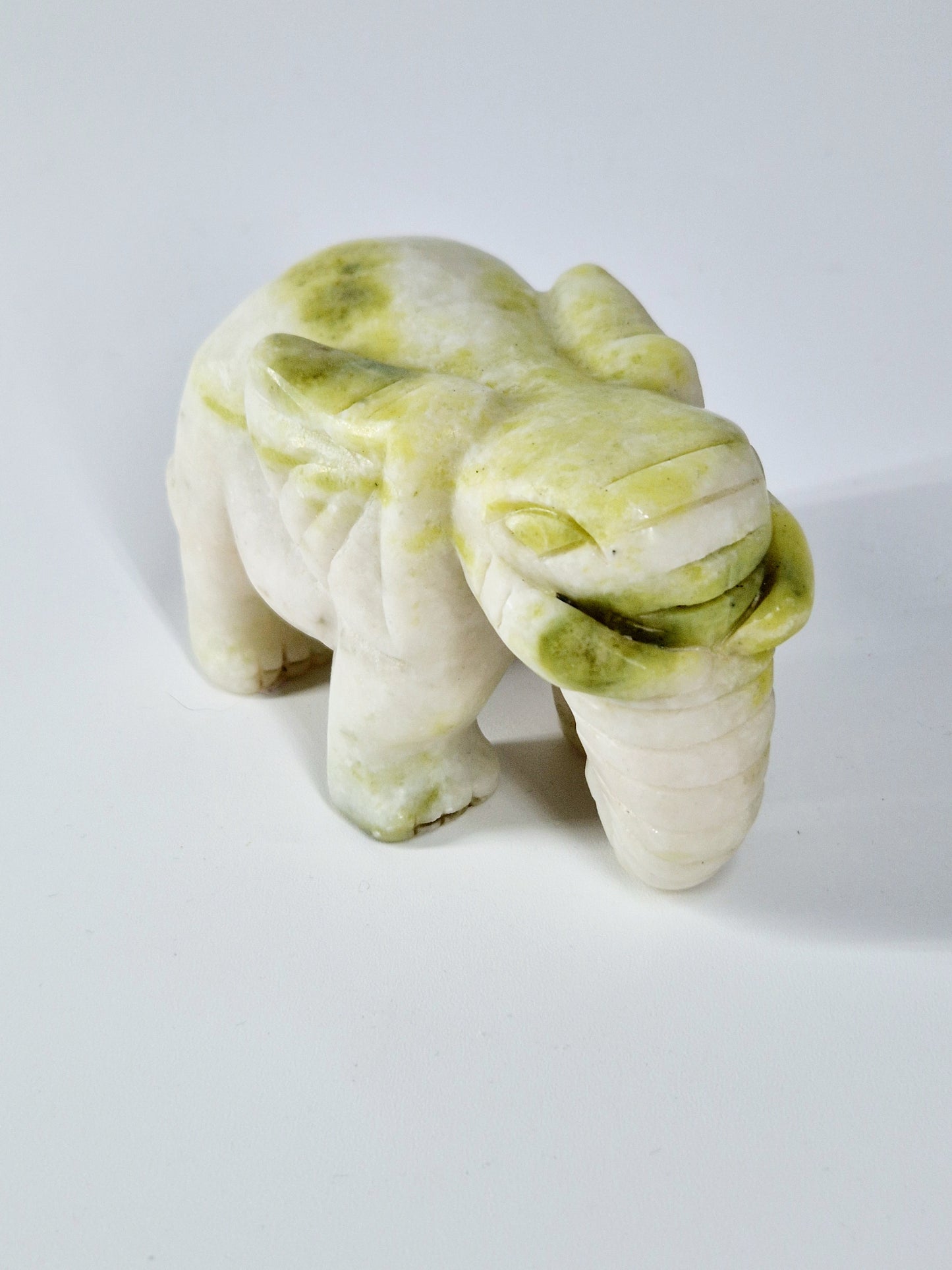 White & Green Jade Elephant Carving