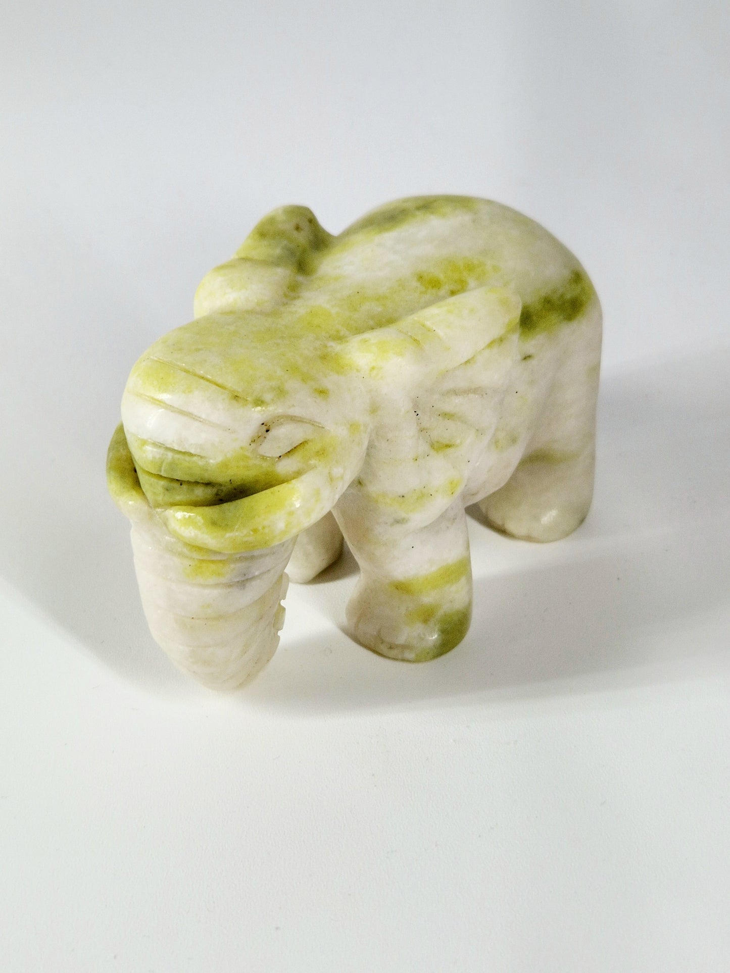 White & Green Jade Elephant Carving