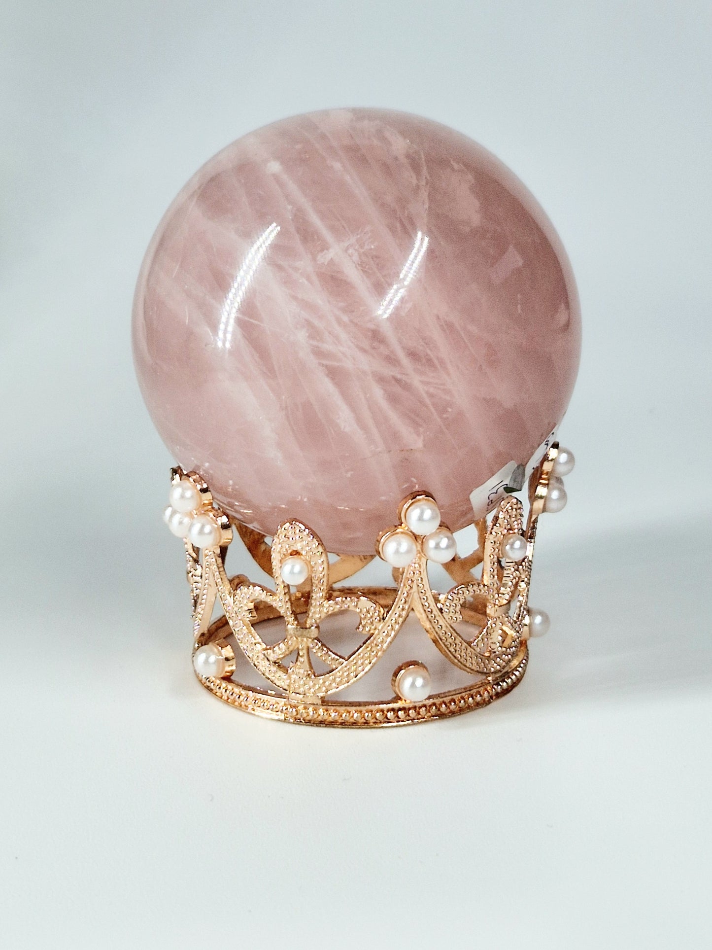 Gold Tone Crown With Pearl Detail Sphere Stand