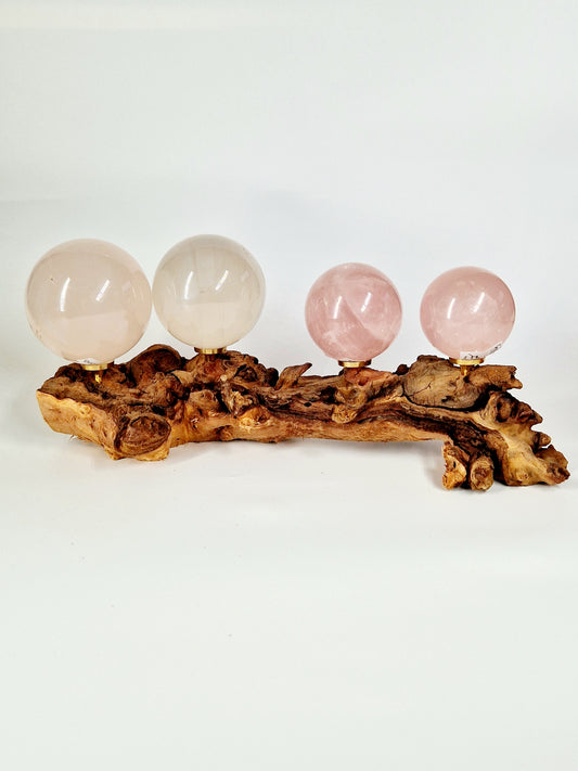 Driftwood Crystal Sphere Stand – Holds 4 Spheres