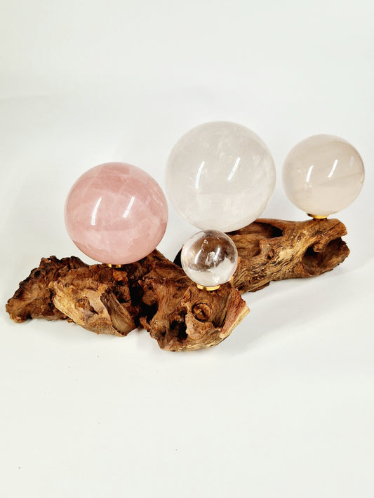 Driftwood Crystal Sphere Stand - Holds 4 Spheres