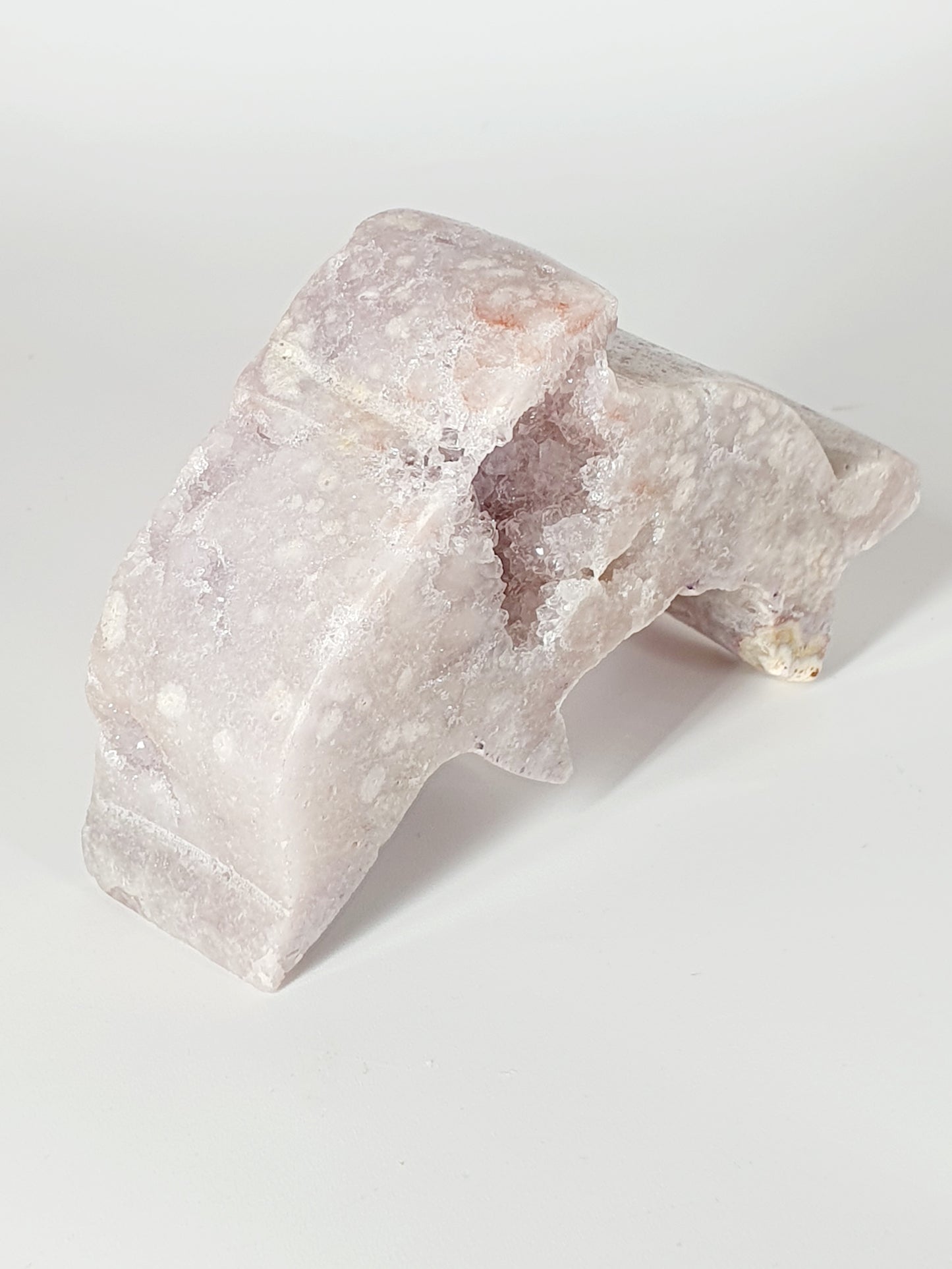 Hand-Carved Pink Amethyst with Crystal Heart - Enchanted Dolphin of Love