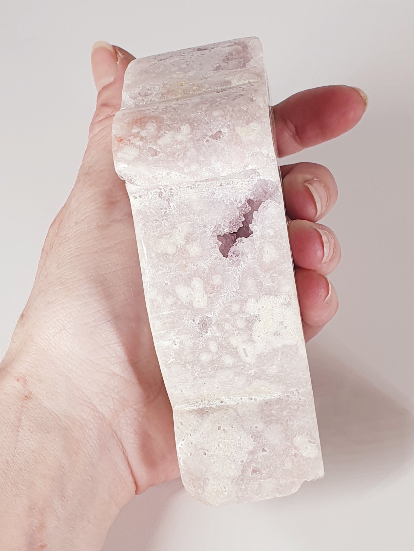 Hand-Carved Pink Amethyst with Crystal Heart - Enchanted Dolphin of Love